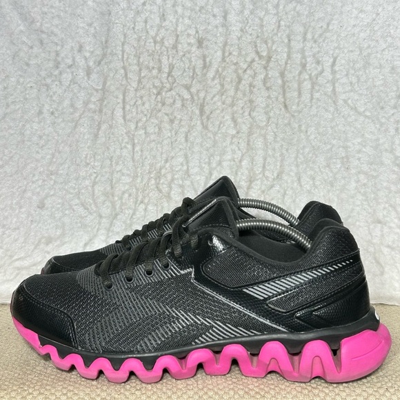 Reebok Womens Black/Pink ZigLite Electrify Running Athletic Sneakers Shoes SZ 9 - Picture 2 of 11